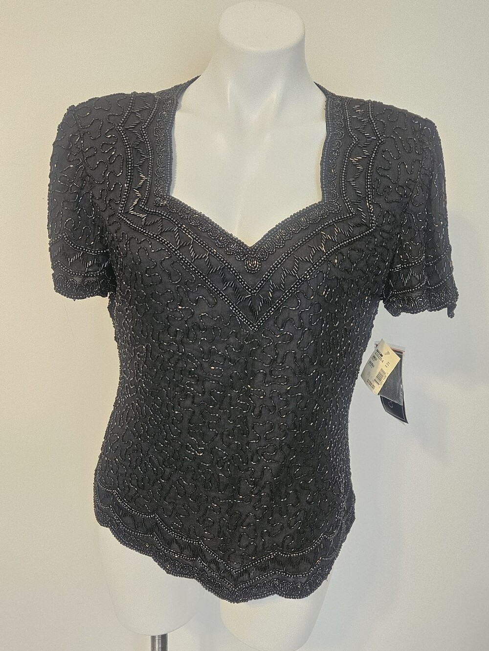 Cote D Azur 100% Silk Beaded Evening Top Size Medium